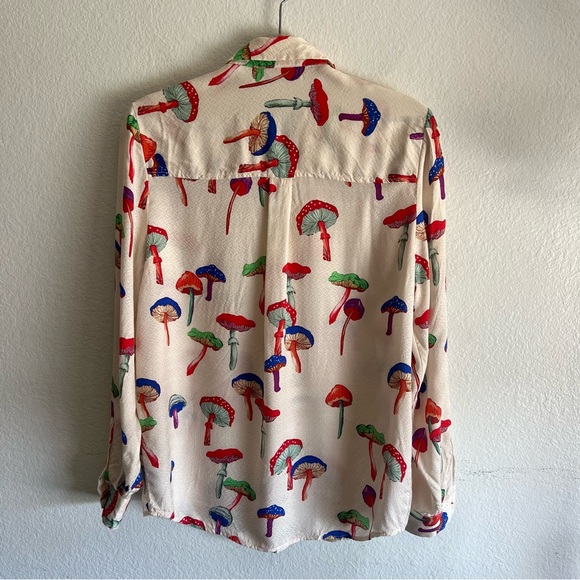 Le Superbe for Anthro Micro Magic Ex-Boyfriend Shirt Ivory Mushroom Print  8 NWT - Picture 9 of 16